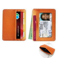 Solid PU Leather Card Holder Retro Credit Bus Card Holder