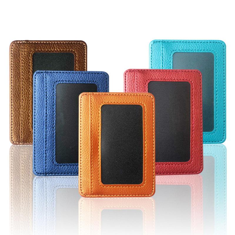 Solid PU Leather Card Holder Retro Credit Bus Card Holder