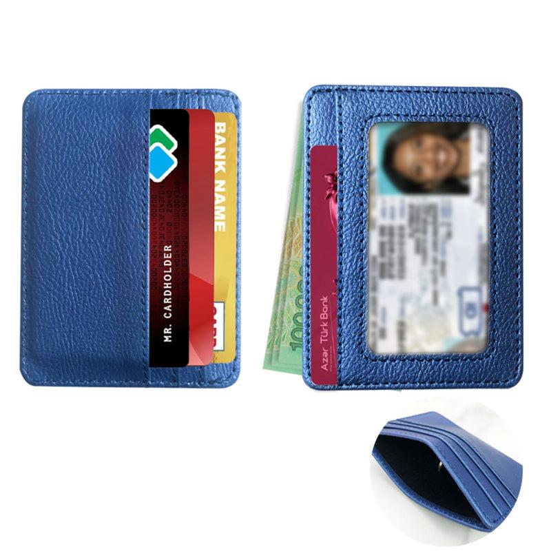 Solid PU Leather Card Holder Retro Credit Bus Card Holder
