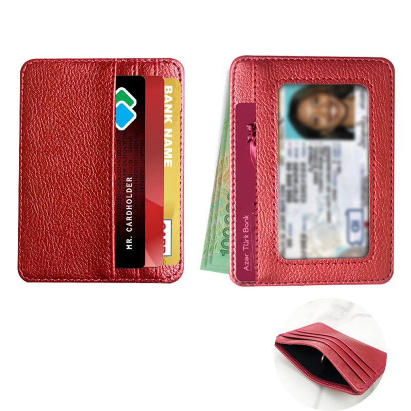 Solid PU Leather Card Holder Retro Credit Bus Card Holder