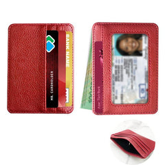 Solid PU Leather Card Holder Retro Credit Bus Card Holder