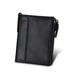 Men's Vintage Bifold Wallet with 2 Zipper Pockets