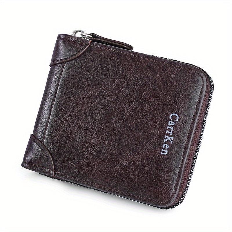 Men's Leather Wallet Zipper Small card Zipper Bag