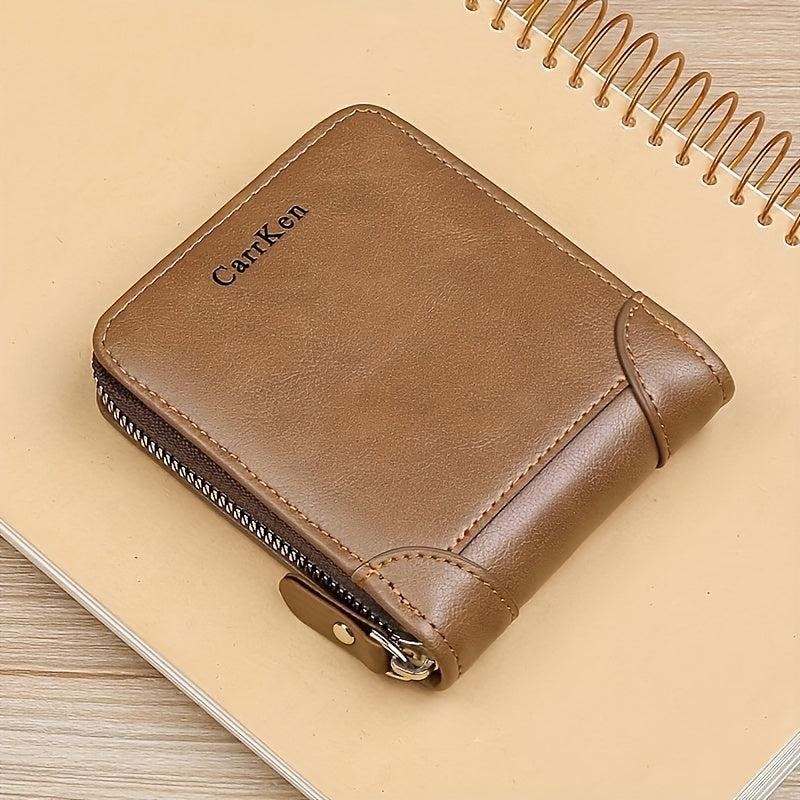 Men's Leather Wallet Zipper Small card Zipper Bag