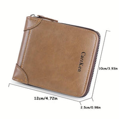 Men's Leather Wallet Zipper Small card Zipper Bag
