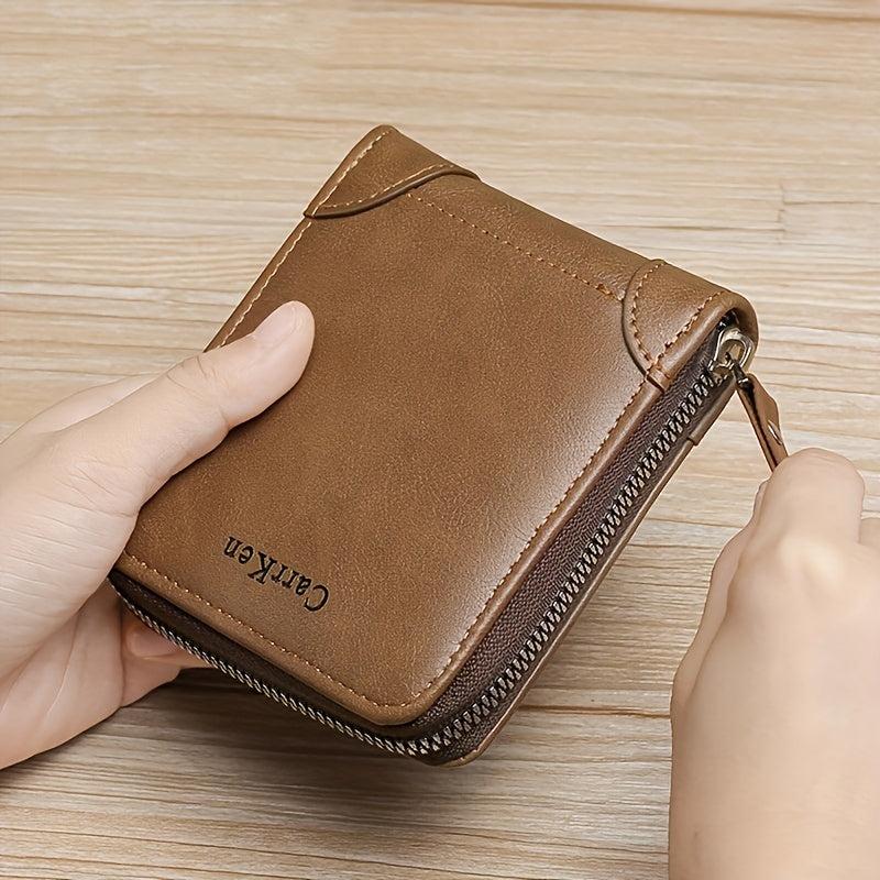Men's Leather Wallet Zipper Small card Zipper Bag