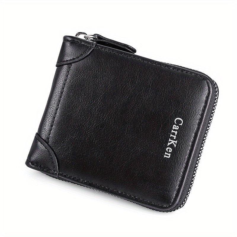 Men's Leather Wallet Zipper Small card Zipper Bag