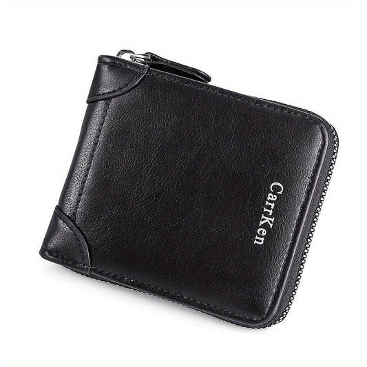 Men's Leather Wallet Zipper Small card Zipper Bag