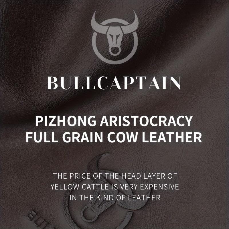 BULLCAPTAIN Leather Zipper Handbag Business Clutch Bag RFID Wallet Men's
