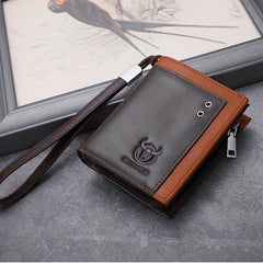 BULLCAPTAIN Leather Zipper Handbag Business Clutch Bag RFID Wallet Men's