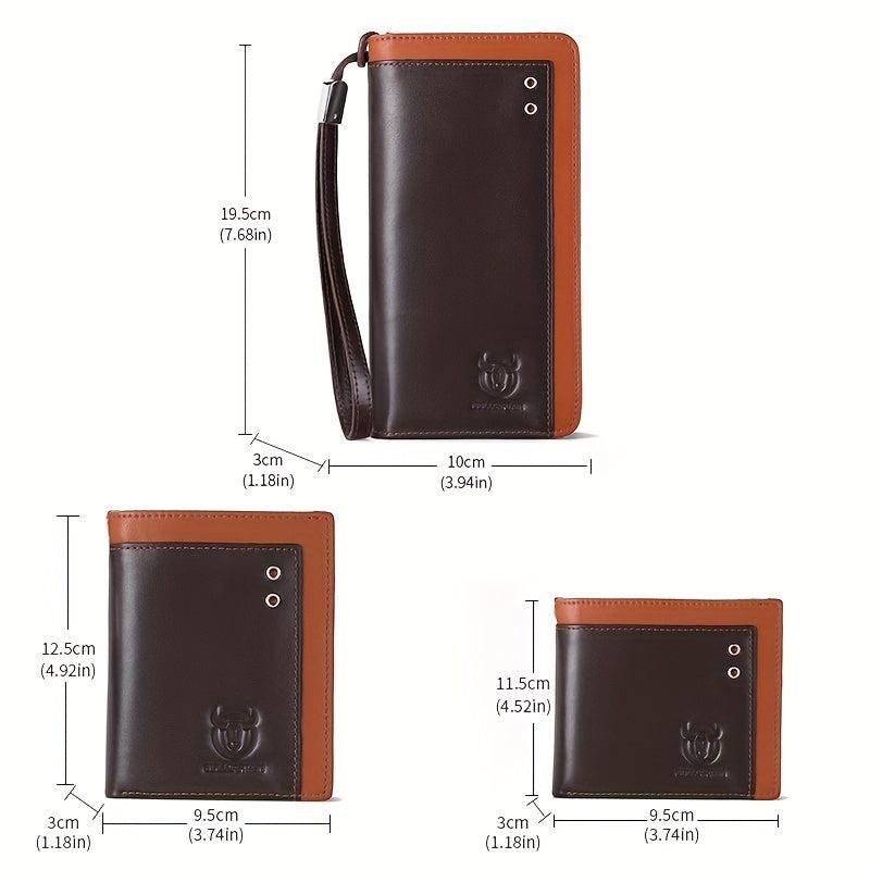 BULLCAPTAIN Leather Zipper Handbag Business Clutch Bag RFID Wallet Men's