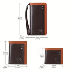 BULLCAPTAIN Leather Zipper Handbag Business Clutch Bag RFID Wallet Men's