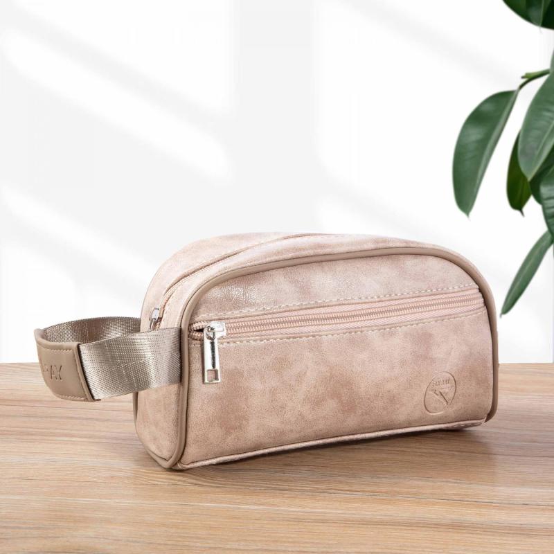Men's Leather Toiletry Bag/Dopp Kit for Travel