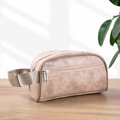 Men's Leather Toiletry Bag/Dopp Kit for Travel