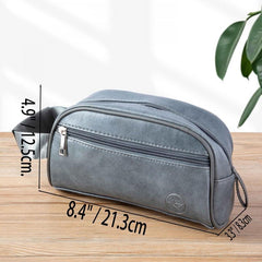 Men's Leather Toiletry Bag/Dopp Kit for Travel
