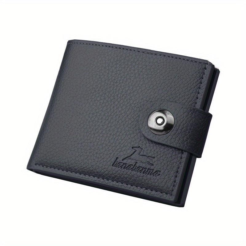 Men's Vintage Snap Button Horizontal Wallet