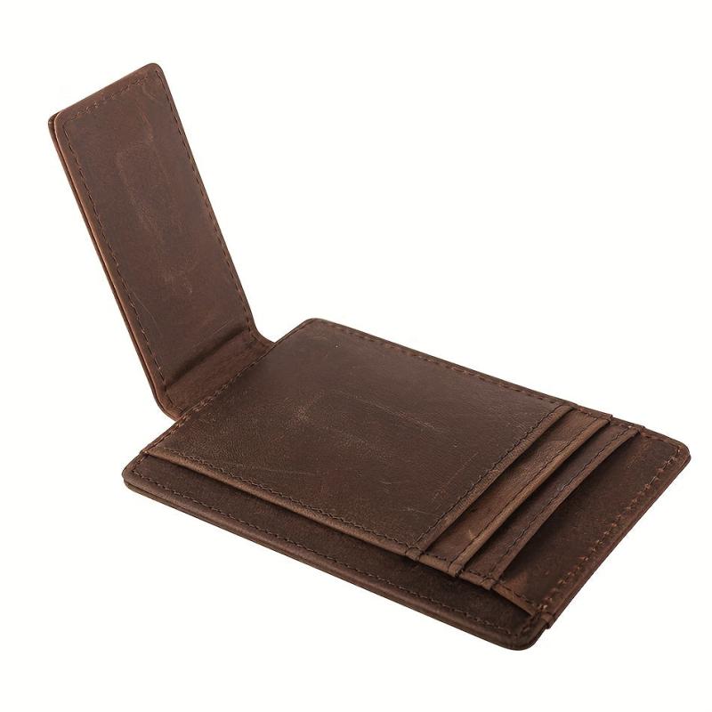 Men Money Clips Leather RFID Blocking Magnetic Front Pocket Wallet Slim