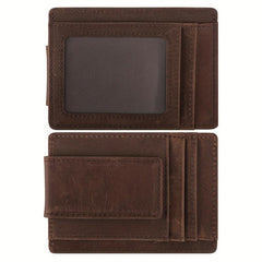 Men Money Clips Leather RFID Blocking Magnetic Front Pocket Wallet Slim