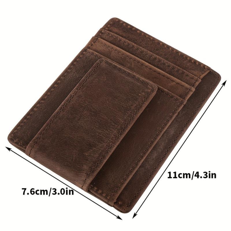 Men Money Clips Leather RFID Blocking Magnetic Front Pocket Wallet Slim