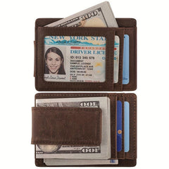 Men Money Clips Leather RFID Blocking Magnetic Front Pocket Wallet Slim