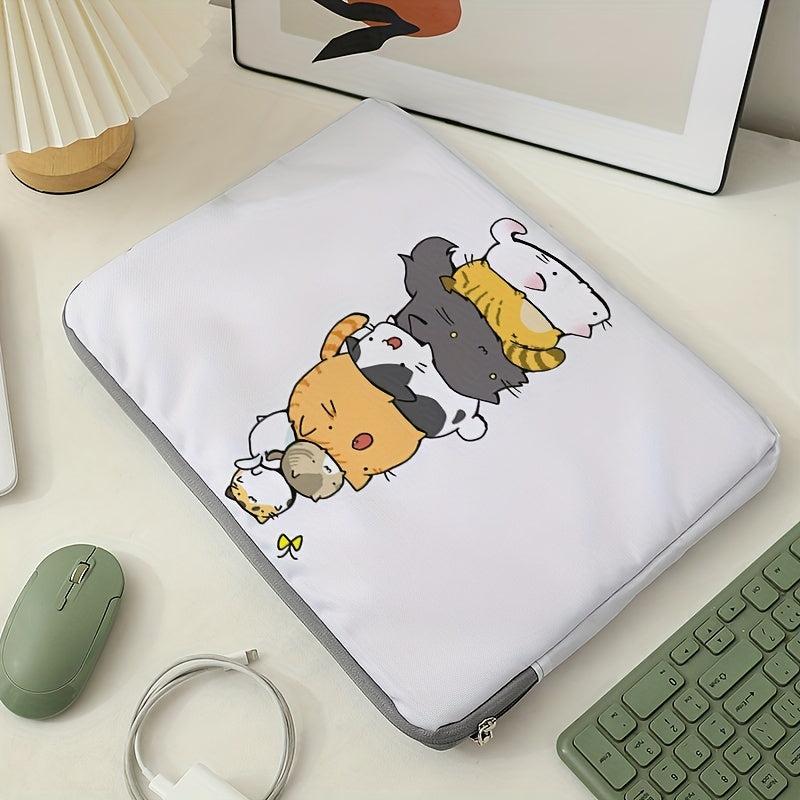 Grey Laptop Bag Soft Cover Tablet Leather Bottom Cat