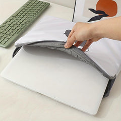 Grey Laptop Bag Soft Cover Tablet Leather Bottom Cat