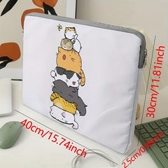 Grey Laptop Bag Soft Cover Tablet Leather Bottom Cat