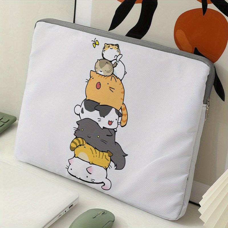 Grey Laptop Bag Soft Cover Tablet Leather Bottom Cat