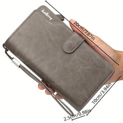 Men's Leather Trifold Wallet with Card Slots and Zipper Coin Purses