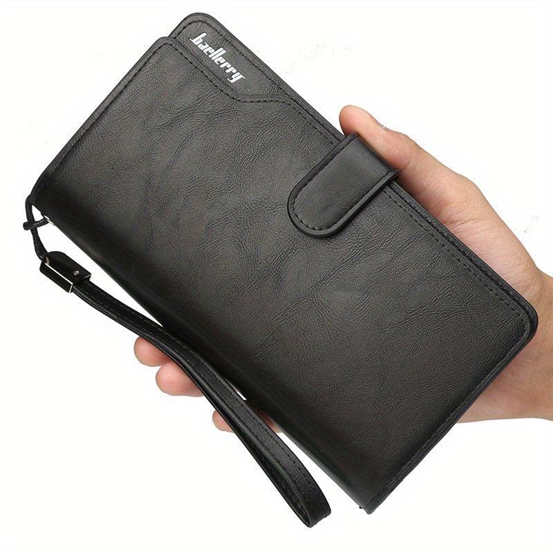 Men's Leather Trifold Wallet with Card Slots and Zipper Coin Purses