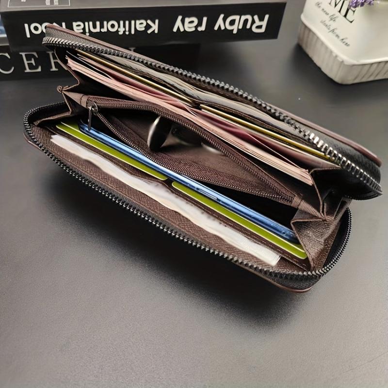 Men's Long Wallet Large Check Holder Travel Business Money Clip