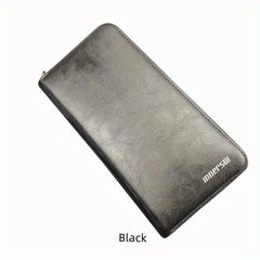 Men's Long Wallet Large Check Holder Travel Business Money Clip