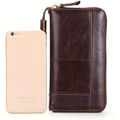 Men's Leather Zipper Clutch Business Handbag