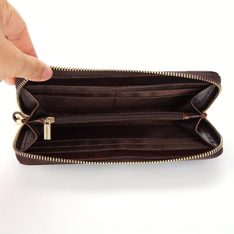 Men's Leather Zipper Clutch Business Handbag