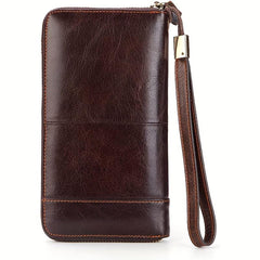 Men's Leather Zipper Clutch Business Handbag