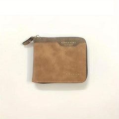 Men's Zipper Card Holder Short Wallet Large Capacity Vintage Coin Purse