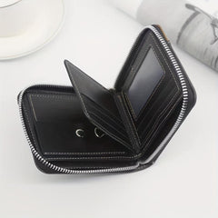 Men's Zipper Card Holder Short Wallet Large Capacity Vintage Coin Purse