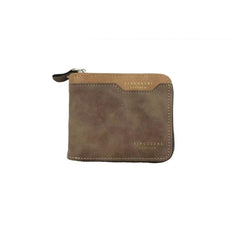 Men's Zipper Card Holder Short Wallet Large Capacity Vintage Coin Purse