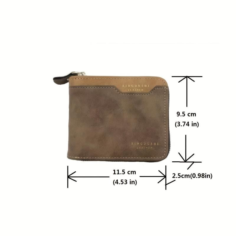 Men's Zipper Card Holder Short Wallet Large Capacity Vintage Coin Purse