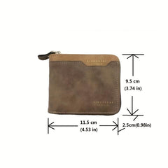 Men's Zipper Card Holder Short Wallet Large Capacity Vintage Coin Purse