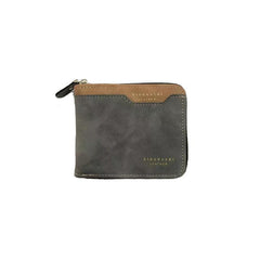 Men's Zipper Card Holder Short Wallet Large Capacity Vintage Coin Purse