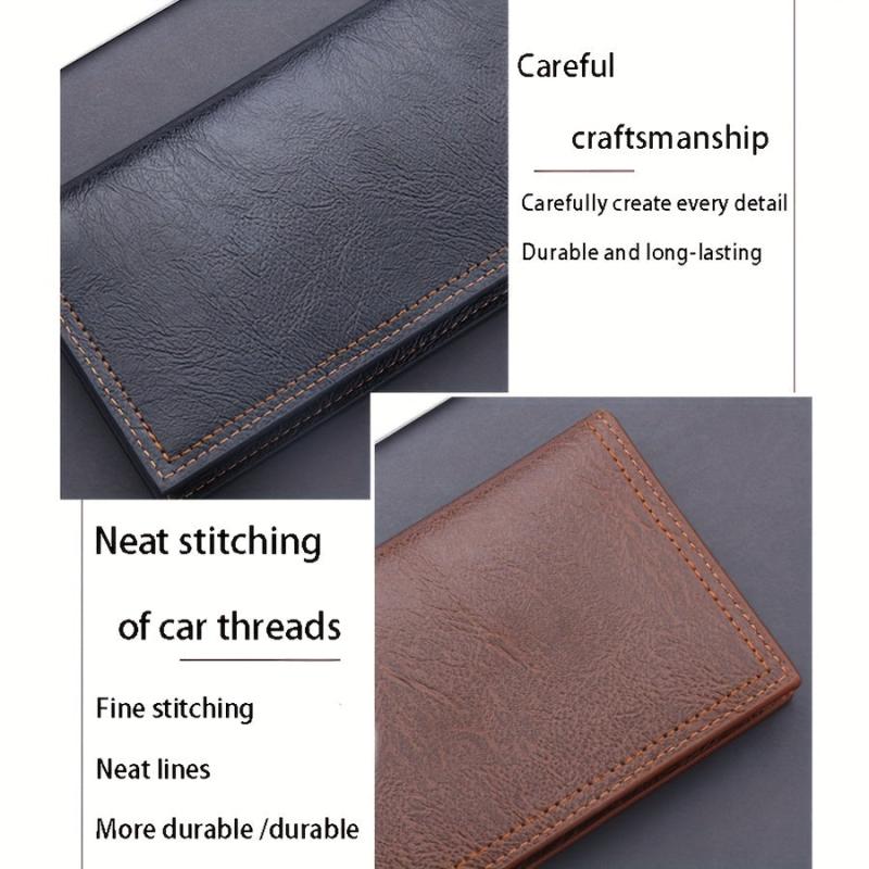 Men's Business Long Wallet Card Bag Large Capacity Leather Money Clip