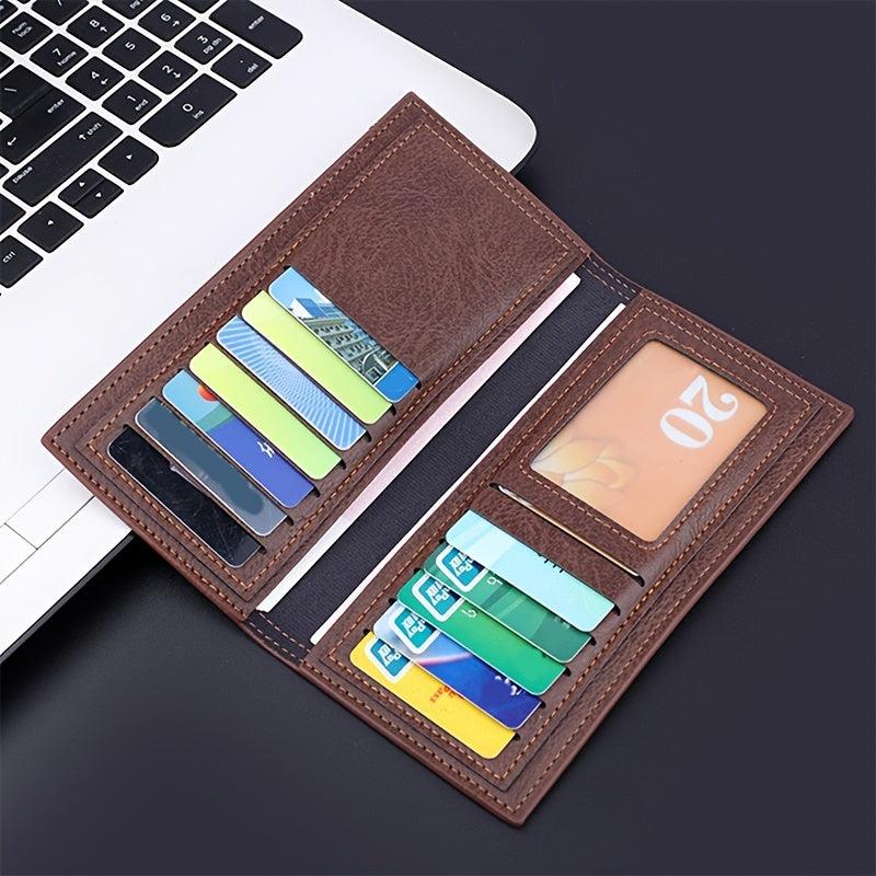 Men's Business Long Wallet Card Bag Large Capacity Leather Money Clip