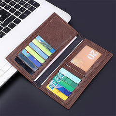 Men's Business Long Wallet Card Bag Large Capacity Leather Money Clip