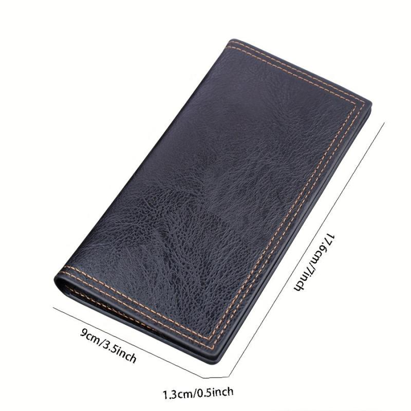 Men's Business Long Wallet Card Bag Large Capacity Leather Money Clip
