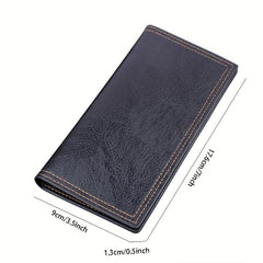 Men's Business Long Wallet Card Bag Large Capacity Leather Money Clip