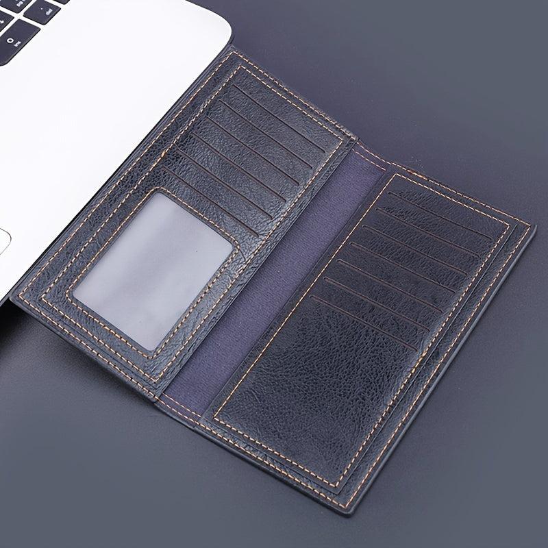 Men's Business Long Wallet Card Bag Large Capacity Leather Money Clip