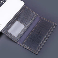 Men's Business Long Wallet Card Bag Large Capacity Leather Money Clip