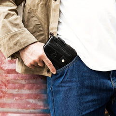 Men's Leather Rfid Blocking Wallet Large Capacity With Zipper Coin Pocket