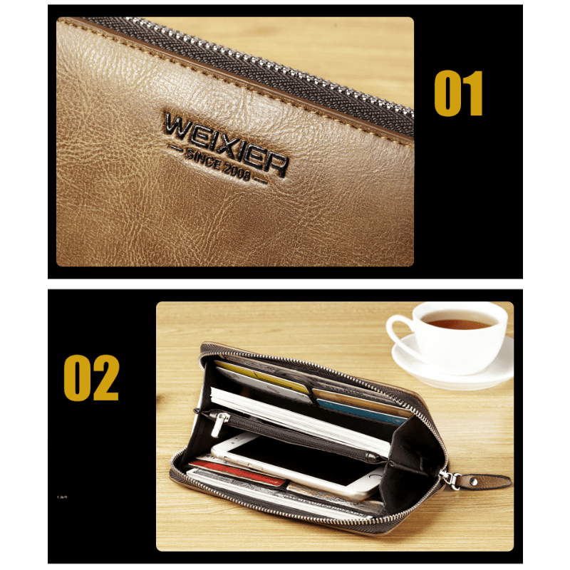 Men's Vintage PU Leather Business Long Wallet Clutch